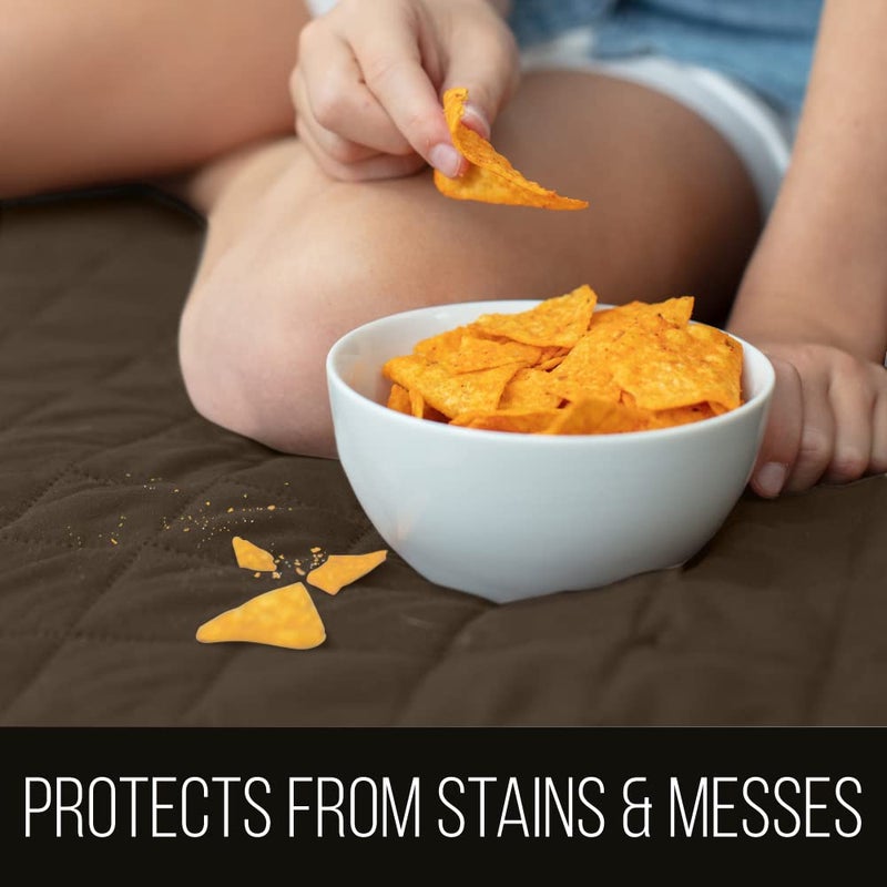 Sofa Shield Loveseat Slip Cover with Patented Strap, Cushion Protector, US Designed Reversible Stain and Dog Tear Resistant Slipcover, 54 inch Seat, Washable Covers for Dogs Pets, Chocolate Beige - Image 2